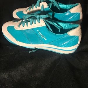 Coach teal sneakers, size 5